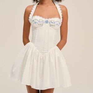 For Love & Lemons Tea Time Poplin Bustier Mini Dress